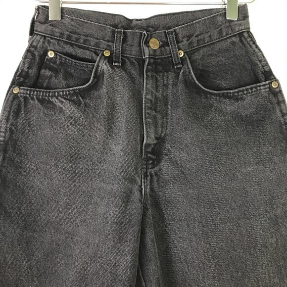 Vintage Chic High Rise Faded Black Tapered Leg Denim Mom Jeans Made in USA 24P - Picture 3 of 10